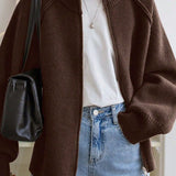Casual Stand Collar Zipper Knit Jacket