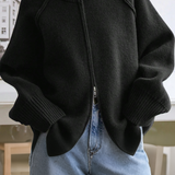 Casual Stand Collar Zipper Knit Jacket