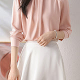Elegant Commuter Pearl Pleated Long Sleeve Shirt