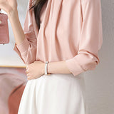 Elegant Commuter Pearl Pleated Long Sleeve Shirt