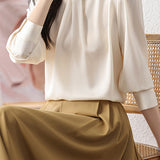 Elegant Commuter Pearl Pleated Long Sleeve Shirt