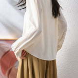 Elegant Commuter Pearl Pleated Long Sleeve Shirt