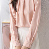 Elegant Commuter Pearl Pleated Long Sleeve Shirt