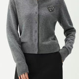 Exquisite Elegant Heart Rhinestone Long Sleeve Knit Top