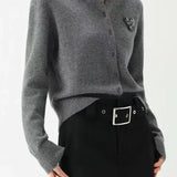Exquisite Elegant Heart Rhinestone Long Sleeve Knit Top