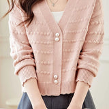 Casual Office Textured Knit Cardigan