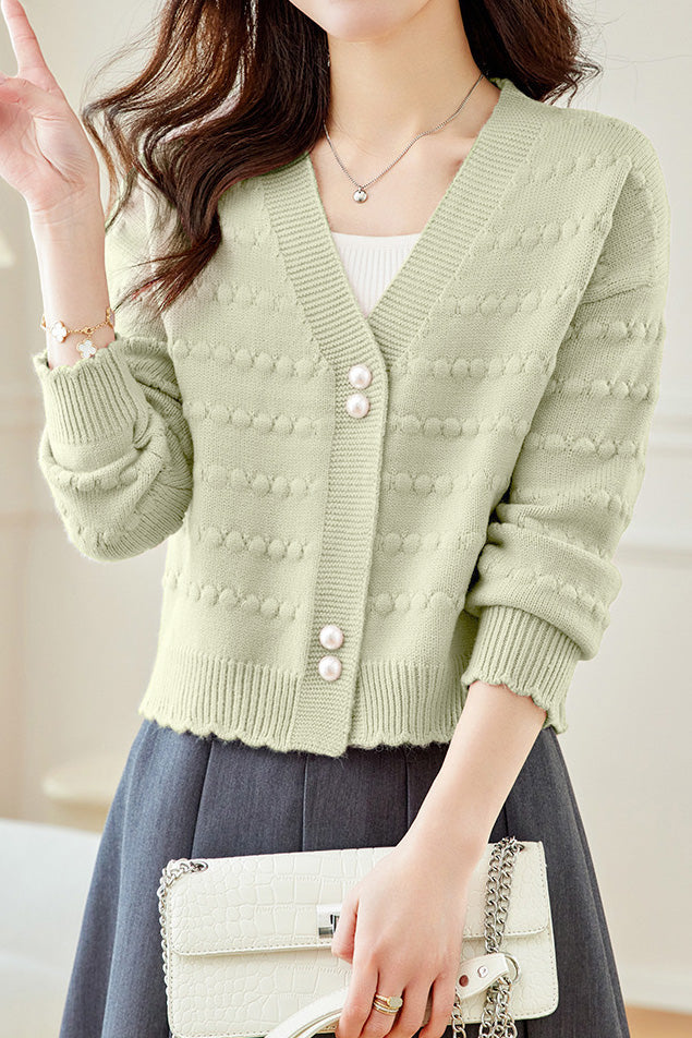 Casual Office Textured Knit Cardigan - liwisi