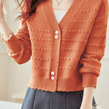 Casual Office Textured Knit Cardigan