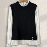 Elegant Office Patchwork Fake Two-Piece Knit Top