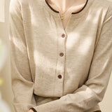 Casual Round-Neck Long-Sleeve Knit Cardigan