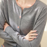 Casual Round-Neck Long-Sleeve Knit Cardigan