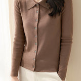 Casual Office Polo-Collar Knit Top