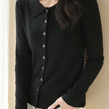 Casual Office Polo-Collar Knit Top