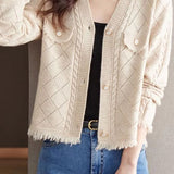 Casual Office V-Neck Knit Cardigan