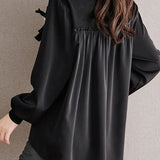 Elegant Bow-Patchwork Loose Knit Top