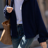 Casual Loose Stand-Collar Drawstring Long-Sleeve Jacket