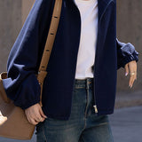 Casual Loose Stand-Collar Drawstring Long-Sleeve Jacket