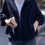 Casual Loose Stand-Collar Drawstring Long-Sleeve Jacket