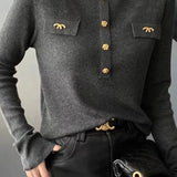 Elegant Skin-Friendly Half-High-Neck Base Layer Knit Top