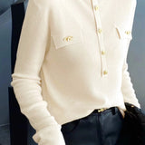 Elegant Skin-Friendly Half-High-Neck Base Layer Knit Top