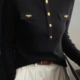 Elegant Skin-Friendly Half-High-Neck Base Layer Knit Top