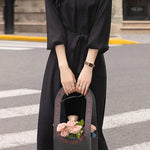 Exquisite Elegant Pleated Stand-Collar Midi Dress - liwisi