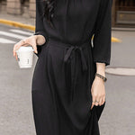 Exquisite Elegant Pleated Stand-Collar Midi Dress - liwisi