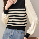 Faux Two-Piece Striped Knit Top
