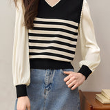 Faux Two-Piece Striped Knit Top