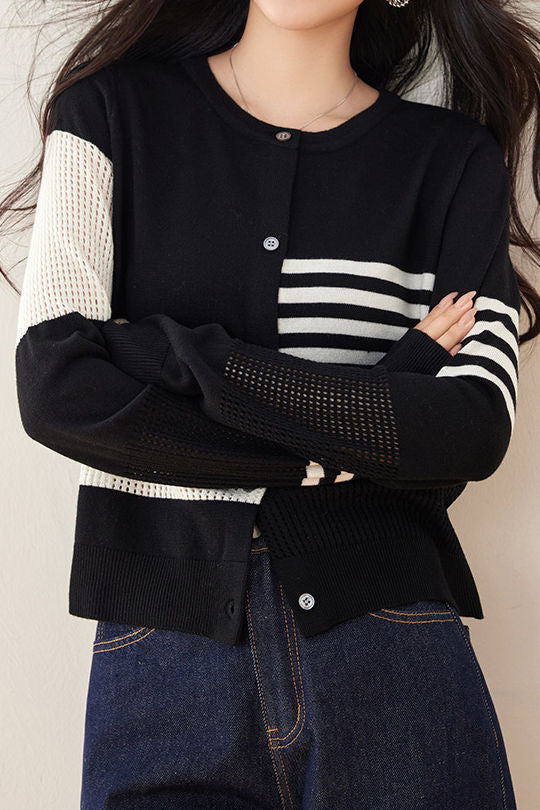 Casual Irregular Pattern Knit Cardigan - liwisi