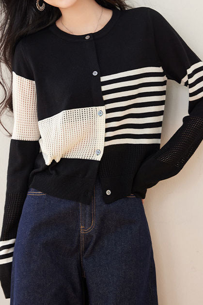 Casual Irregular Pattern Knit Cardigan - liwisi