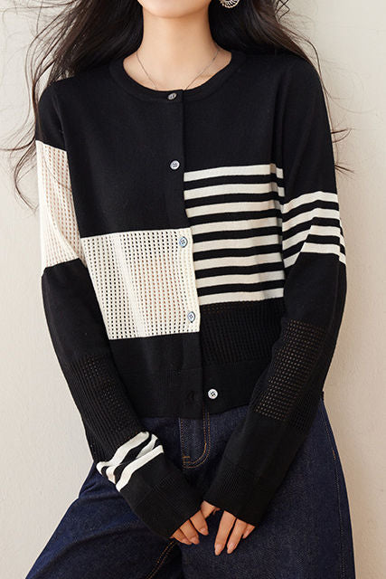 Casual Irregular Pattern Knit Cardigan - liwisi