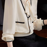 Elegant Flowy Collar Color-Block Faux Two-Piece Shirt - liwisi