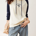 Casual Loose Printed Color-Block Pullover Hoodie - liwisi