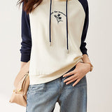 Casual Loose Printed Color-Block Pullover Hoodie - liwisi