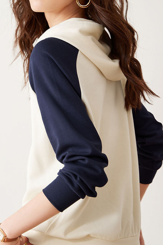 Casual Loose Printed Color-Block Pullover Hoodie - liwisi