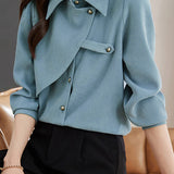 Versatile Loose Irregular Long-Sleeve Brushed Shirt
