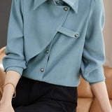 Versatile Loose Irregular Long-Sleeve Brushed Shirt