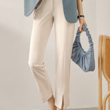 Office Draping Straight Solid Pants