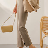 Office Draping Straight Solid Pants