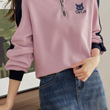 Casual Versatile Polo-Collar Half-Zip Pullover Hoodie