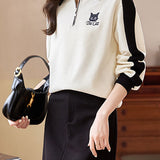 Casual Versatile Polo-Collar Half-Zip Pullover Hoodie