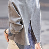 Casual Patchwork Plaid Print Hoodie