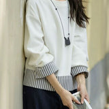Simple Stripe Patchwork Hoodie