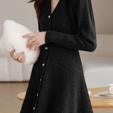 Elegant V-Neck Fitted-Waist A-Line Dress
