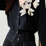 Elegant 3D Large Flower Knit Cardigan