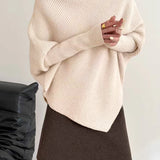 Simple Irregular Turtleneck Knit Sweater