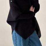 Simple Irregular Turtleneck Knit Sweater