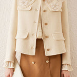 Elegant Round Neck Open-Front Short Double-Faced Wool Coat - liwisi