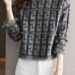 Elegant Round Neck Tassel Texture Pullover Sweater - liwisi